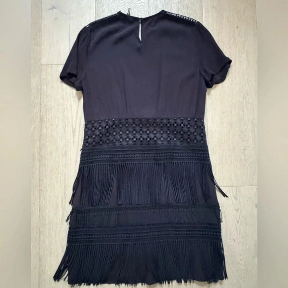 Maje Reia Embroidered Tassel Fringe Dress Dark Navy size 3 (large) - Picture 8 of 11